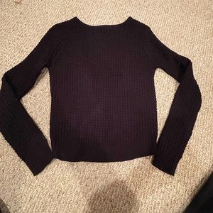 BLACK WOVEN SWEATER WITH CRISS CROSS BACK